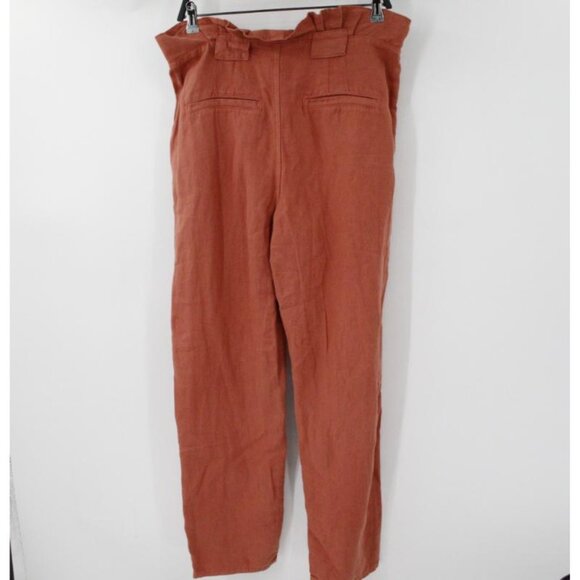 NWT Veronica Beard Pants Womens 10 Mocha Karter Linen Cotton High Rise Straight - Picture 6 of 16
